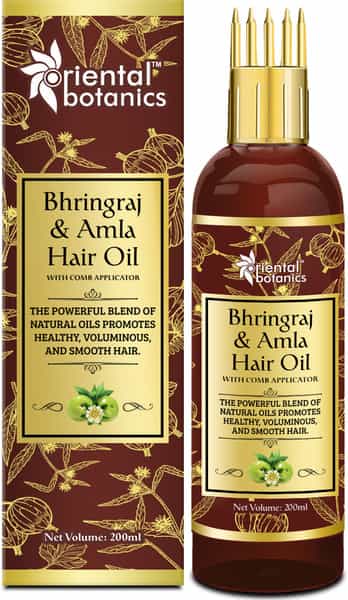 Oriental Botanics Bhringraj & Amla Hair Oil With Comb Applicator 200Ml