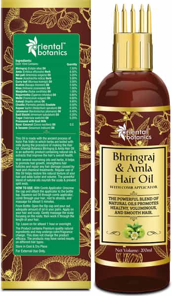 Oriental Botanics Bhringraj & Amla Hair Oil With Comb Applicator 200Ml
