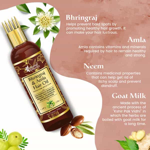 Oriental Botanics Bhringraj & Amla Hair Oil With Comb Applicator 200Ml