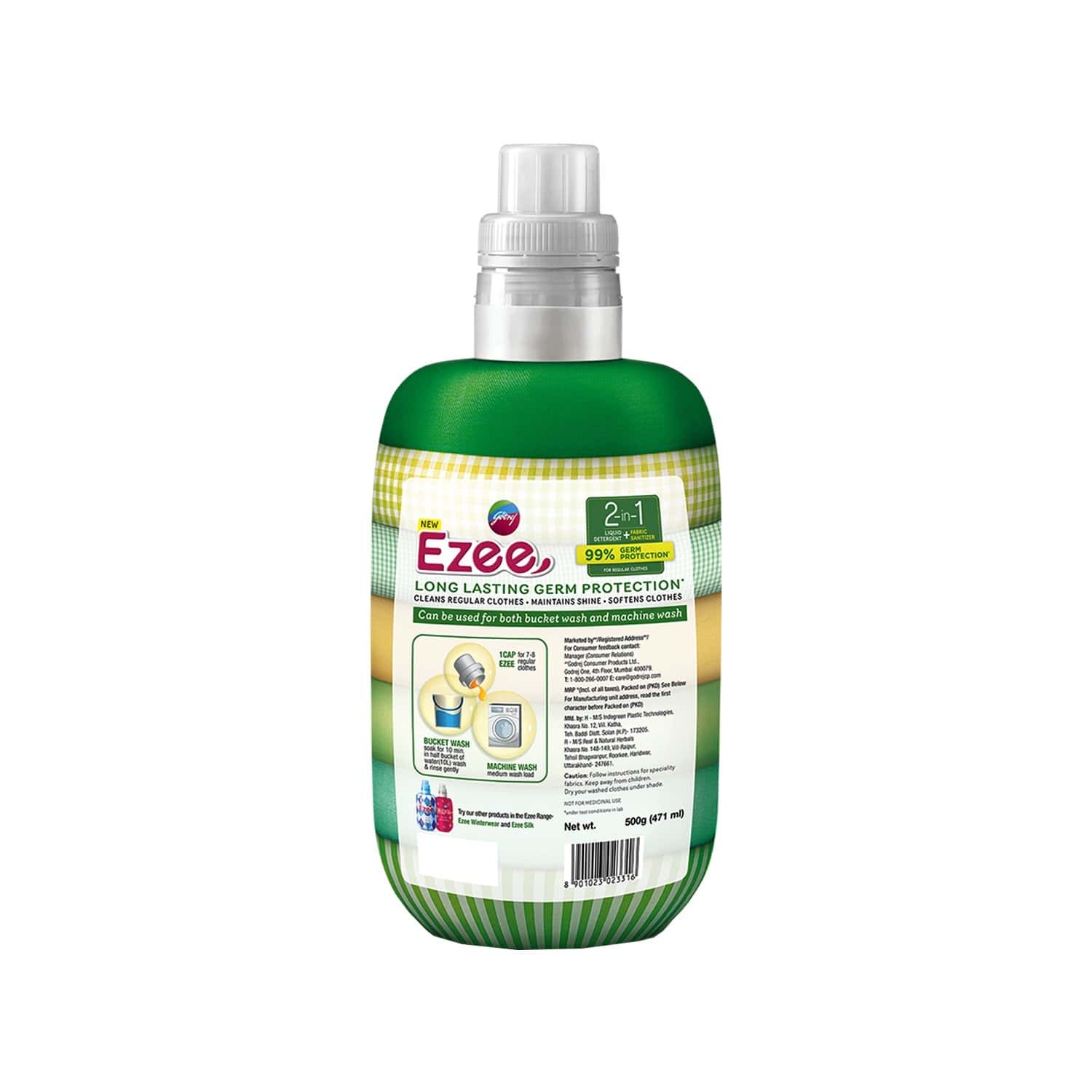 Buy GODREJ EZEE 2IN1 LIQUID DETERGENT + FABRIC SANITIZER 500G Online