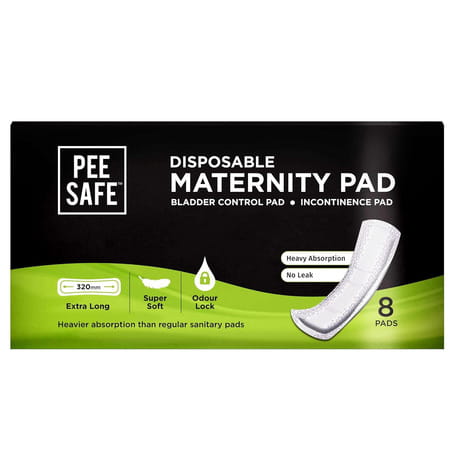 Pee Safe Disposable Maternity Pad Bladder Control Pad Incontinence Pad (Extra Long (8 Pads))