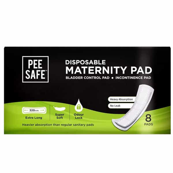 Pee Safe Disposable Maternity Pad Bladder Control Pad Incontinence Pad (Extra Long (8 Pads))
