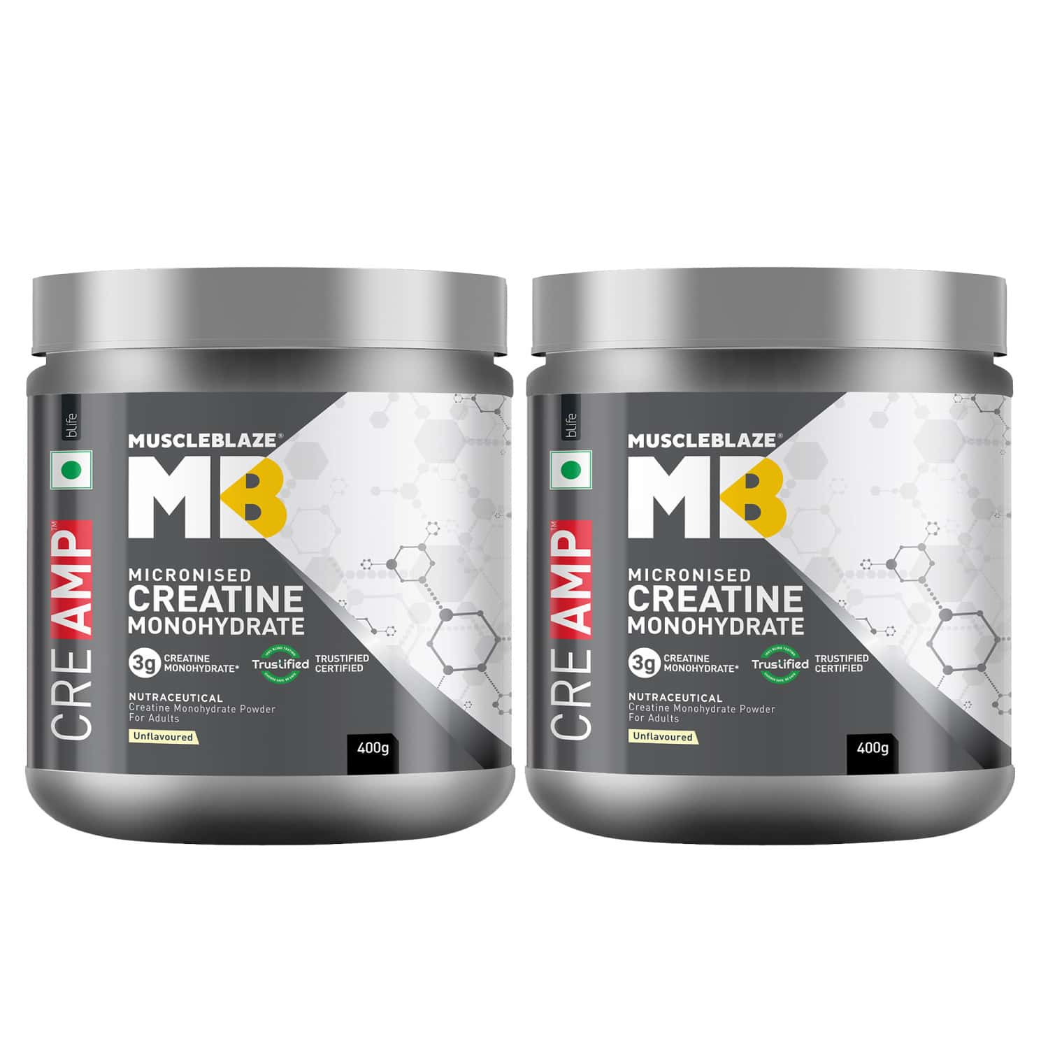 Muscleblaze Micronised Creatine Monohydrate Creamp Powder | Unflavoured (129 Servings | 400g)