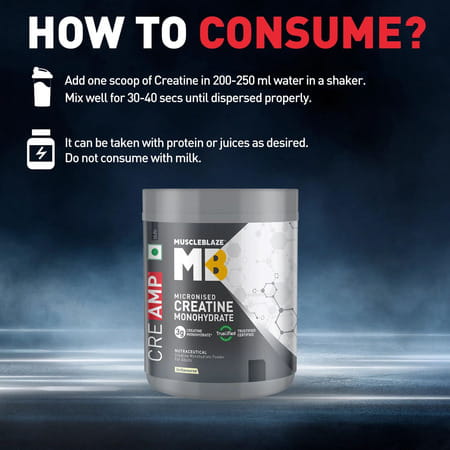 Muscleblaze Micronised Creatine Monohydrate Creamp Powder | Unflavoured (129 Servings | 400G)