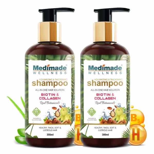 Medimade Volumizing And Thickening Shampoo With Biotin & Collagen - 300 Ml X 2 ( Pack Of 2 )