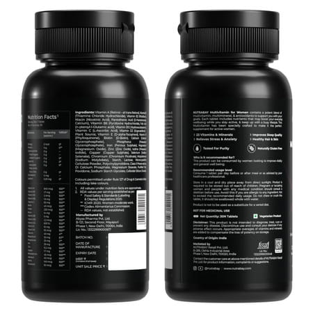 Nutrabay Pro Active Multivitamin For Women - Iron | Multivitamins And Multiminerals - 30 Veg Tablets