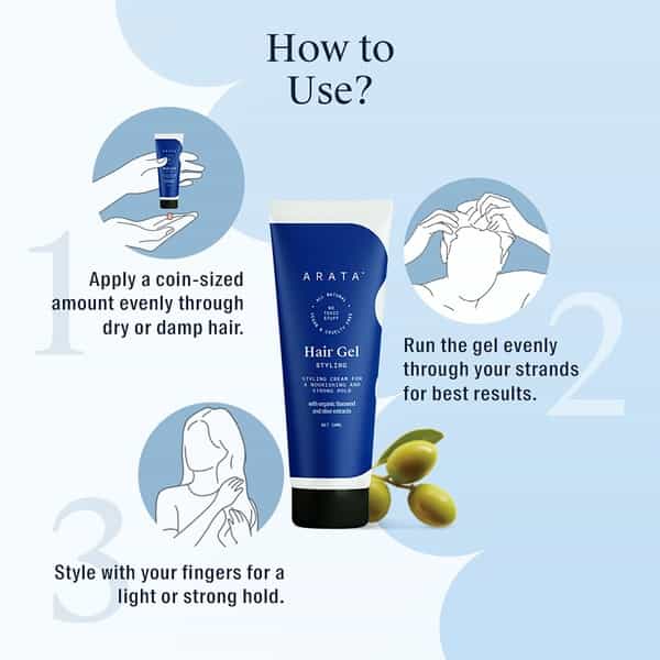 Arata Natural Hair Gel For Studio Styling Shaping Strong Hold And Nourishment (50 Ml)