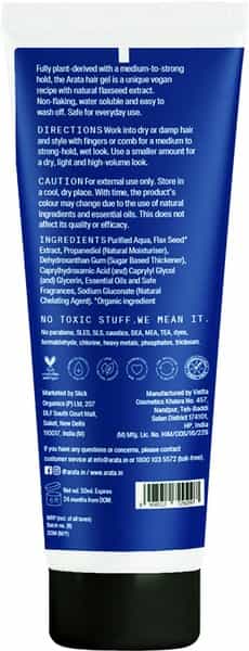 Arata Natural Hair Gel For Studio Styling Shaping Strong Hold And Nourishment (50 Ml)