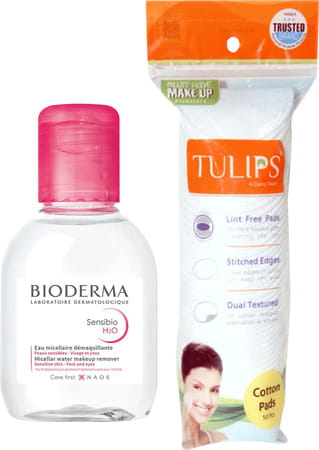 Bioderma Sensibio H2o Soothing Cleanser Makeup Remover Sensitive Skin 100ml - Free Tulip Cotton Pad