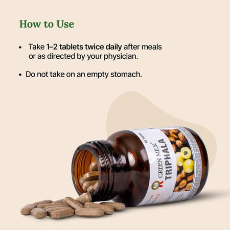 Green Milk Triphala Tablets | Ayurvedic Digestive & Gut Health Support | 60 Tablets