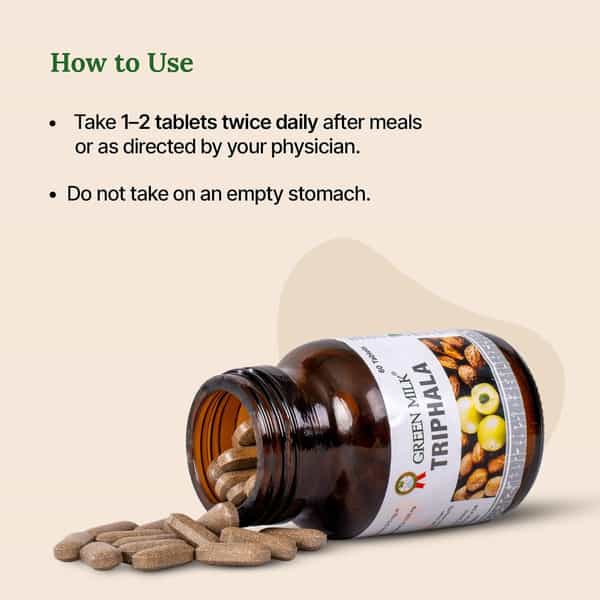 Green Milk Triphala Tablets | Ayurvedic Digestive & Gut Health Support | 60 Tablets
