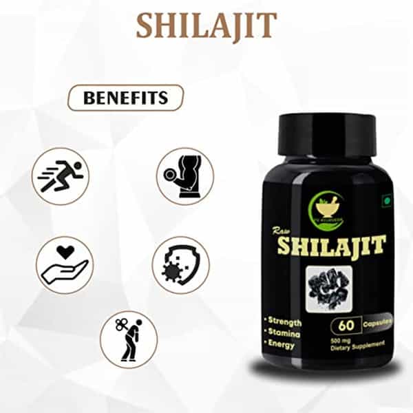Fij Ayurveda Shilajit 60 Capsule With Raw Shilajit/Shilajeet Resin - 20Gm (Combo Pack)