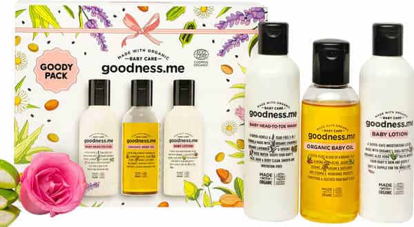 Goodnessme Certified Organic Baby Bath Gift Pack (Body Wash+Lotion+Massage Oil) 100Ml Each White