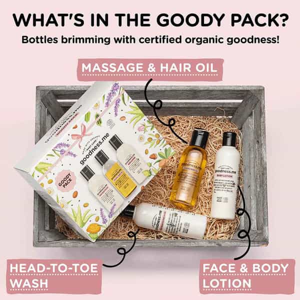 Goodnessme Certified Organic Baby Bath Gift Pack (Body Wash+Lotion+Massage Oil) 100Ml Each White