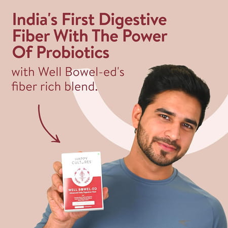 Velbiom Happy Cultures Well Bowel-Ed Unique Blend 5 Digestive Fiber Probiotics| Sachets (15 No)