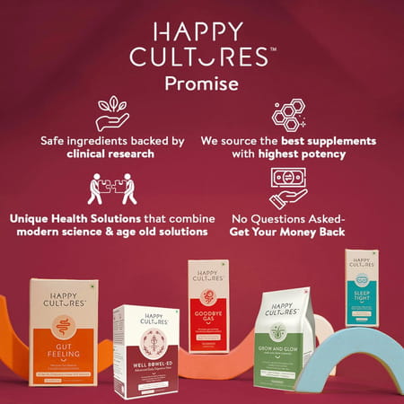 Velbiom Happy Cultures Well Bowel-Ed Unique Blend 5 Digestive Fiber Probiotics| Sachets (15 No)