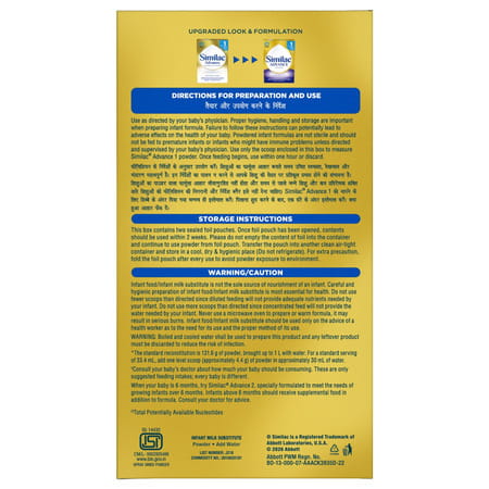 Similac Advance Stage 1 Infant Formula Food (Up To 6 Months) Large Pack 800 Gm