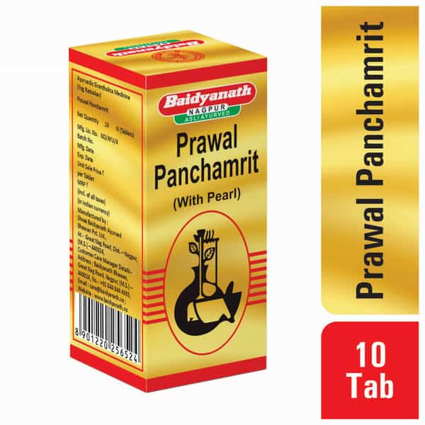 Baidyanath Asli Ayurved Prawal Panchamrita (M.y) 10 Tablets | For Healthy Digestion