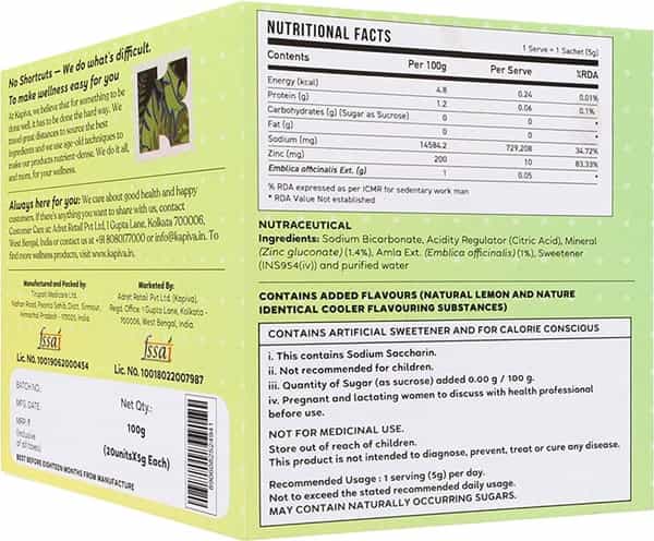 Kapiva Amla & Zinc Fizz Effervescent Powder - Effervescent Supplement For Strong Immunity