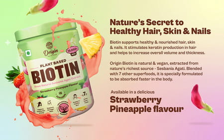 Origin Nutrition 100% Natural Vegan Plant Biotin Powder For Stronger Hair Nail 15 Servings 120g