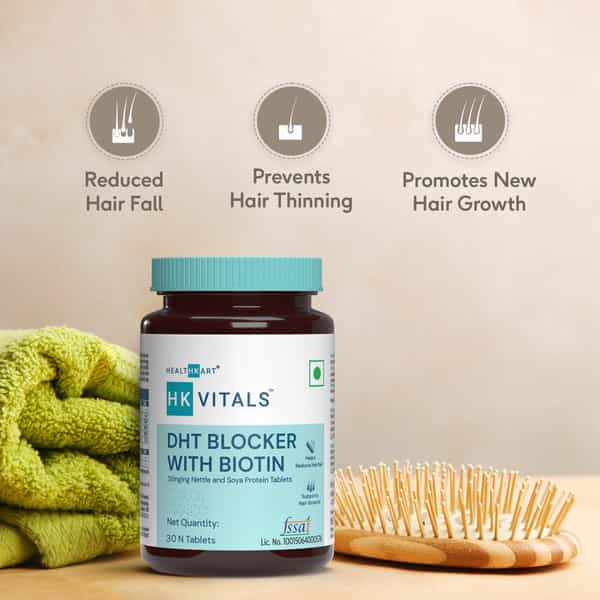 Healthkart Hk Vitals Skin Radiance Collagen, Orange, 200 G And Dht Blocker With Biotin, 30 Tablets