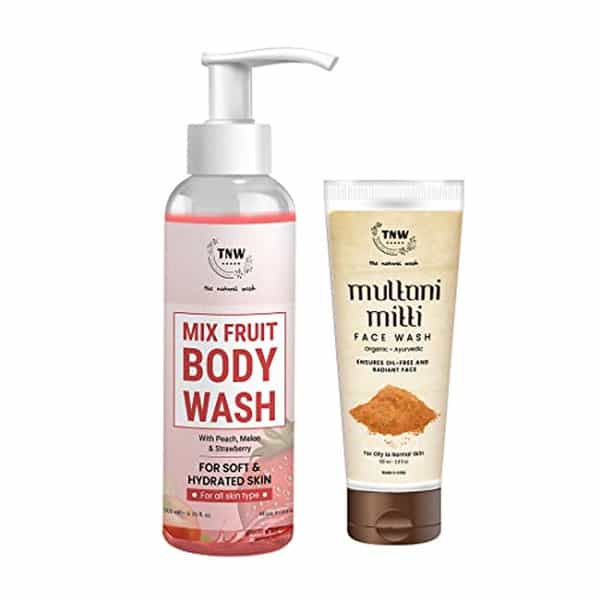 Tnw The Natural Wash Mix Fruit Body Wash And Multani Mitti Face Wash For Gentle Cleansing
