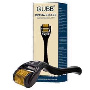 Gubb Derma Roller 0.5mm For Hair Regrowth Face Acne Scars & Skin Aging 540 Micro Needles - Golden