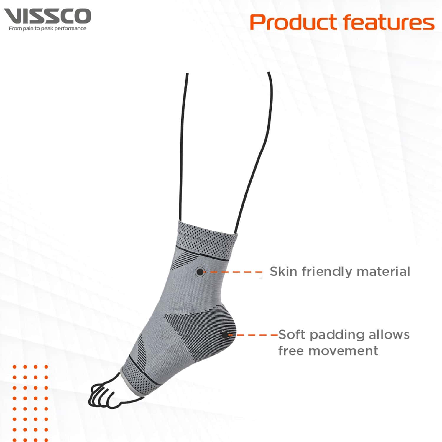 Buy VISSCO 2D ANKLE SUPPORT PAIN RELIEVER FOR STRAINED OR SPRAINED ANKLES XL (GREY) Online