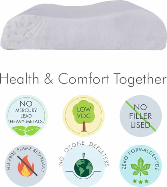 The White Willow Cervical Orthopedic Memory Foam Standard Size Neck Support Bed Pillow Multi