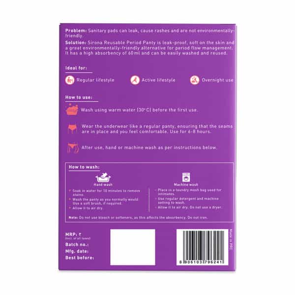 Sirona Reusable Period Panties For Women (Xl Size) | 360 Degree Coverage | Leak-Proof Protection