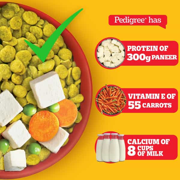 Pedigree Adult & Puppy Dry Dog Food | 100% Vegetarian | 1 Kg | Contains 37 Essential Nutrients