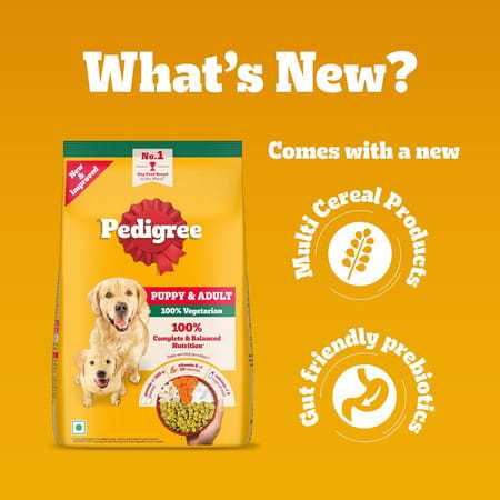 Pedigree Adult & Puppy Dry Dog Food | 100% Vegetarian | 1 Kg | Contains 37 Essential Nutrients