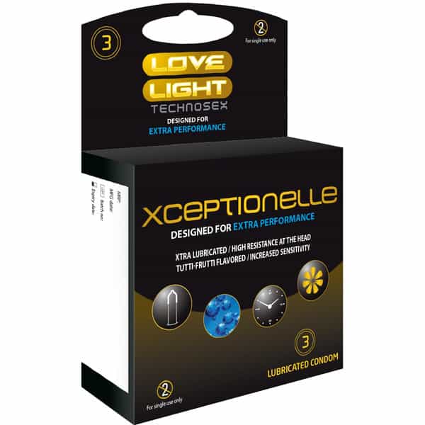 Love Light Xceptionelle Condom - Smooth Surfaced - Tutti Frutti Flavor - 3 Units