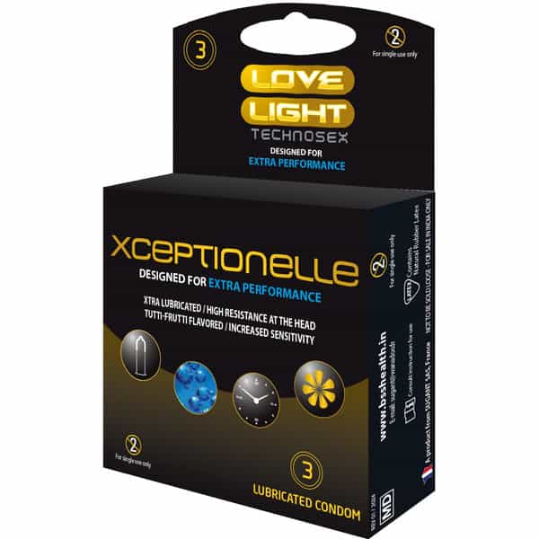 Love Light Xceptionelle Condom - Smooth Surfaced - Tutti Frutti Flavor - 3 Units