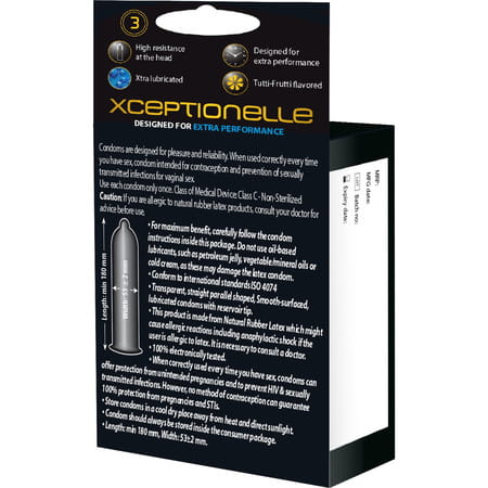 Love Light Xceptionelle Condom - Smooth Surfaced - Tutti Frutti Flavor - 3 Units