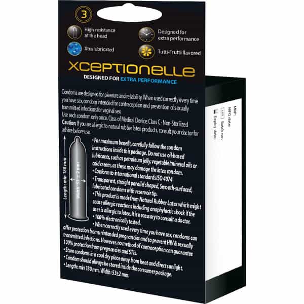 Love Light Xceptionelle Condom - Smooth Surfaced - Tutti Frutti Flavor - 3 Units