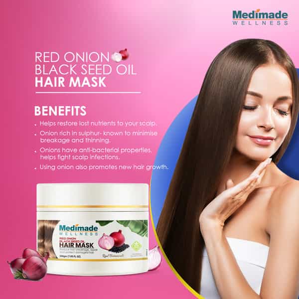Medimade Red Onion And Black Seed Oil Hair Mask - 200 Gm X 2 ( Pack Of 2 )