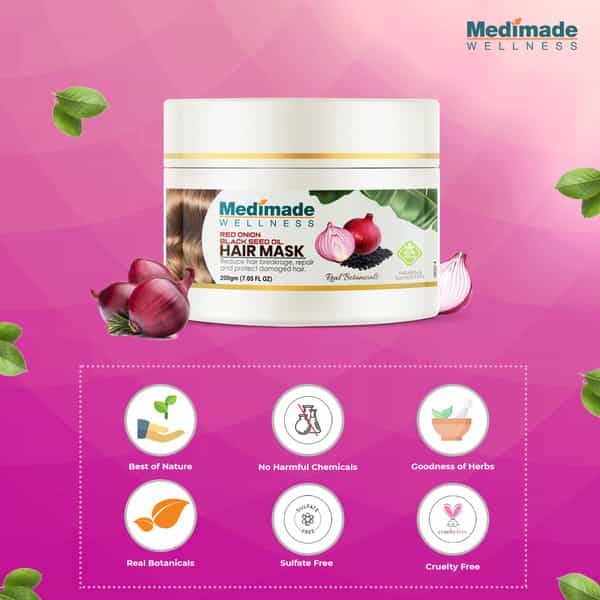 Medimade Red Onion And Black Seed Oil Hair Mask - 200 Gm X 2 ( Pack Of 2 )
