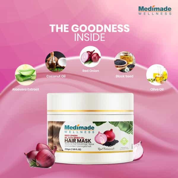Medimade Red Onion And Black Seed Oil Hair Mask - 200 Gm X 2 ( Pack Of 2 )