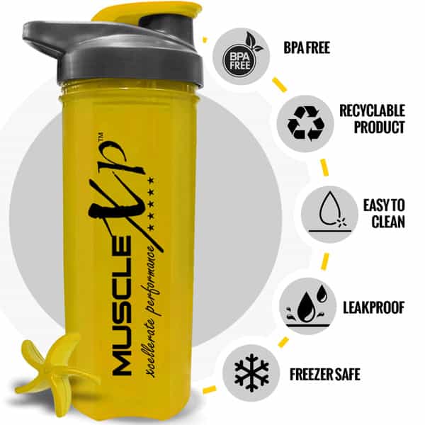Musclexp Gym Shaker Fit Xp Guarantee Shaker700 Ml For Protein Bpa Free Material Bottle (Yellow)