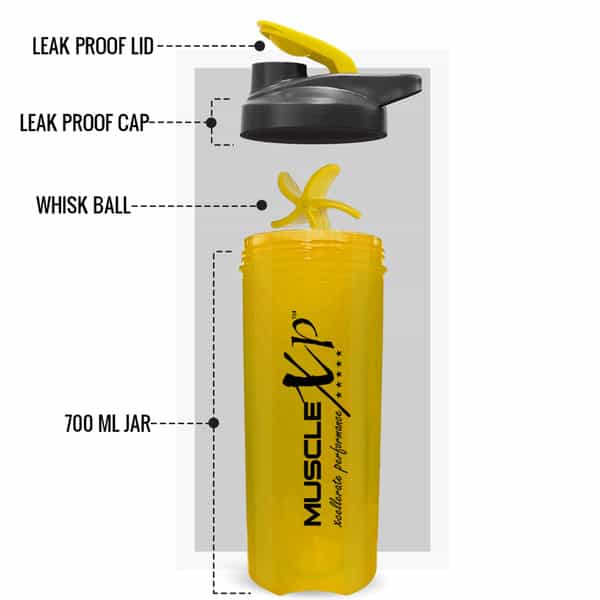 Musclexp Gym Shaker Fit Xp Guarantee Shaker700 Ml For Protein Bpa Free Material Bottle (Yellow)