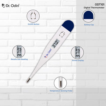 Dr. Odin Odt 101 Digital Thermometer For Precise Temperature Monitoring (White & Blue) Pack Of 2