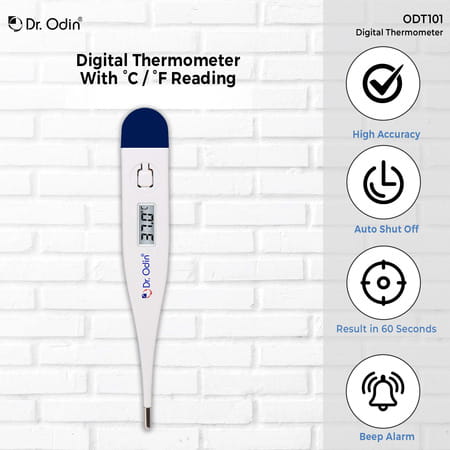 Dr. Odin Odt 101 Digital Thermometer For Precise Temperature Monitoring (White & Blue) Pack Of 2