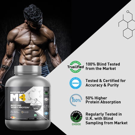 Muscleblaze Biozyme Whey Protein | Blend Of Whey Isolate & Concentrate (Magical Mango | 2 Kg)