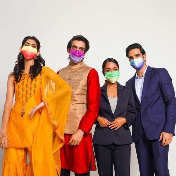 Quarant 4 Ply Designer Protective Surgical Face Mask With Nose Pin Ombre Combo - Pack Of 80