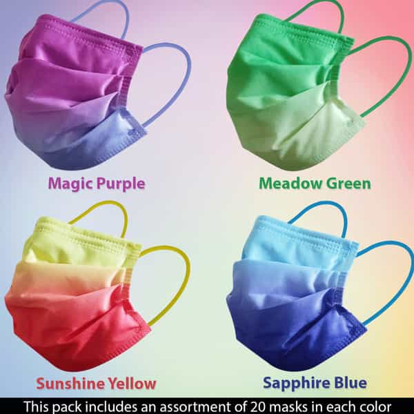 Quarant 4 Ply Designer Protective Surgical Face Mask With Nose Pin Ombre Combo - Pack Of 80