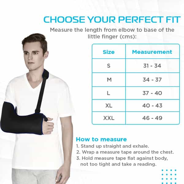 Vissco Tropical Arm Sling | Provides Stability To The Shoulder & Promote Healing - Medium (Black)