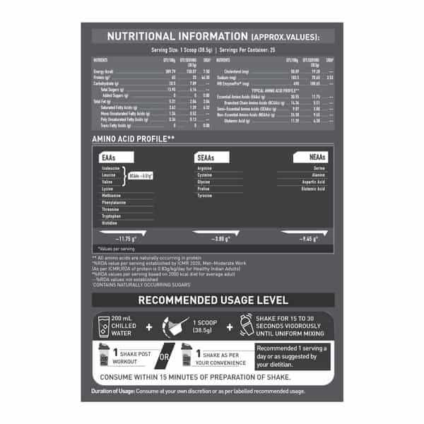 Muscleblaze Biozyme Performance Whey Protein Powder | Unflavoured (1Kg Refill Pack) | 25G Protein