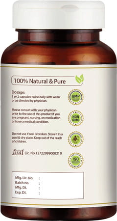 Vedikroots Arjuna 60 Capsules 450 Mg 100% Organic | Terminalia Arjuna | For Healthy Heart