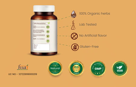 Vedikroots Arjuna 60 Capsules 450 Mg 100% Organic | Terminalia Arjuna | For Healthy Heart